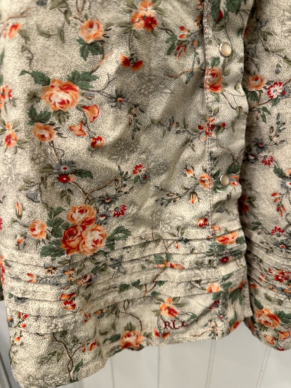 Vintage Lauren Ralph Lauren Floral Pearl Snap Midi Skirt Cotton Sz 10 Western - Picture 2 of 6